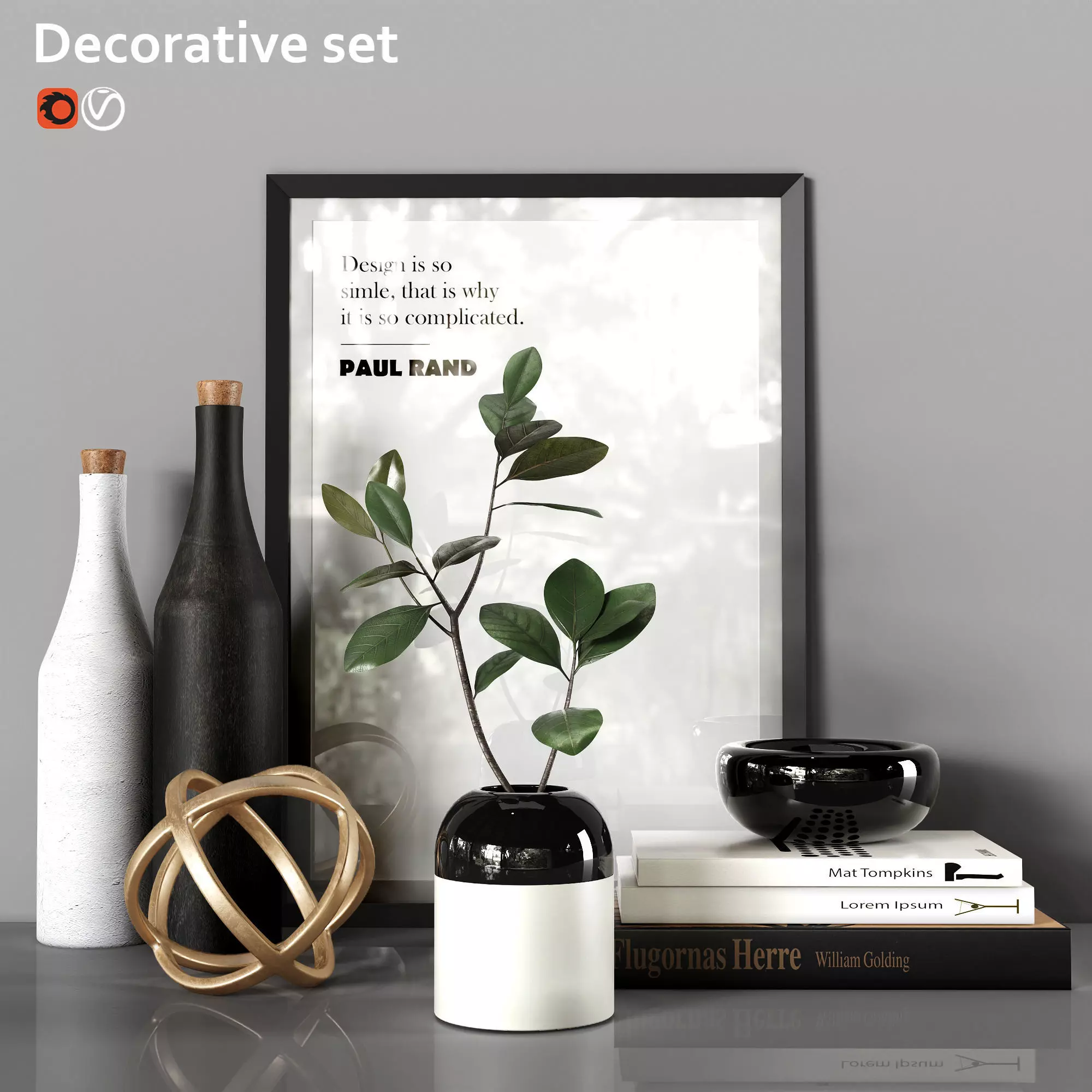 Decorative set 3D model_0