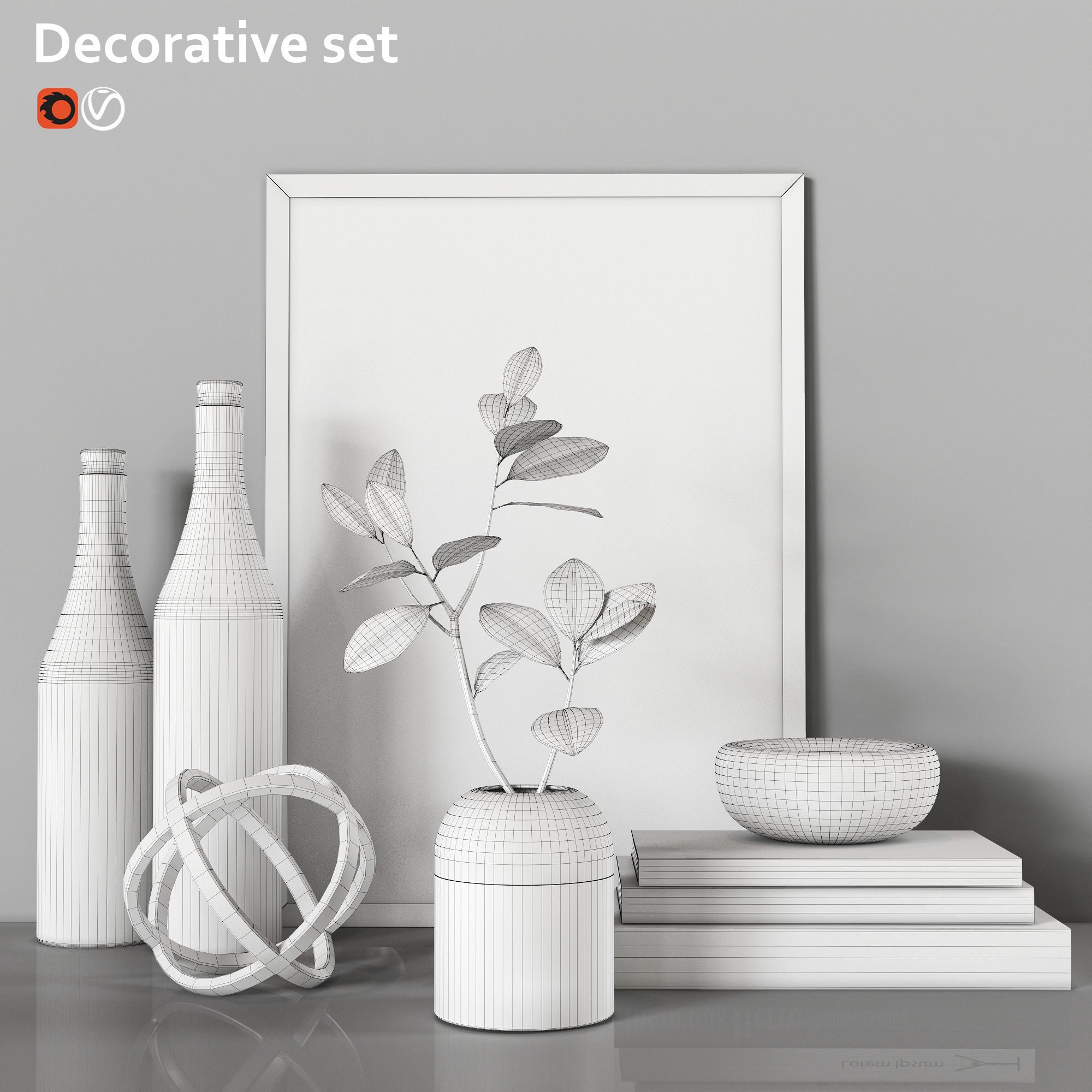 Decorative set 3D model_1
