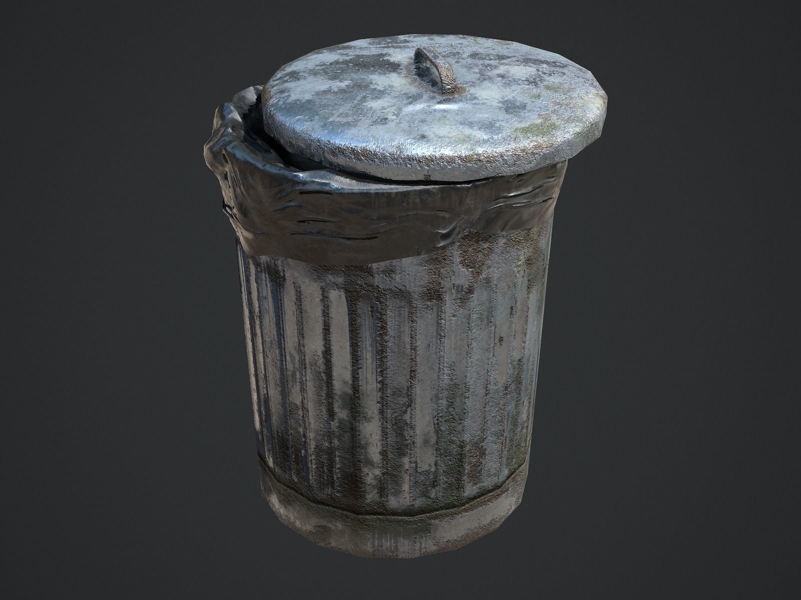 Trash Can for Games Low-poly 3D model_3