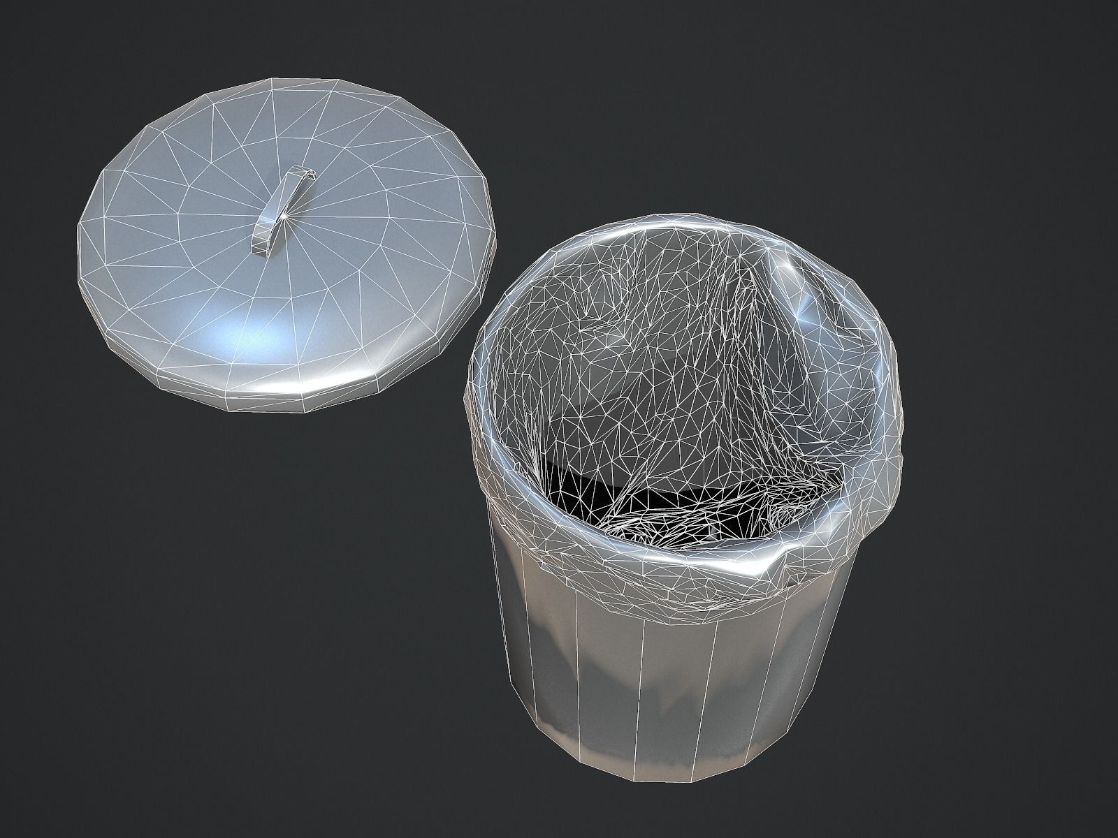 Trash Can for Games Low-poly 3D model_9