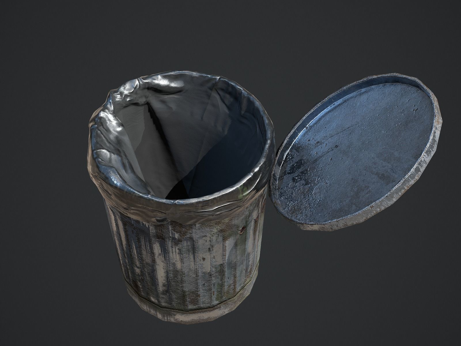 Trash Can for Games Low-poly 3D model_7