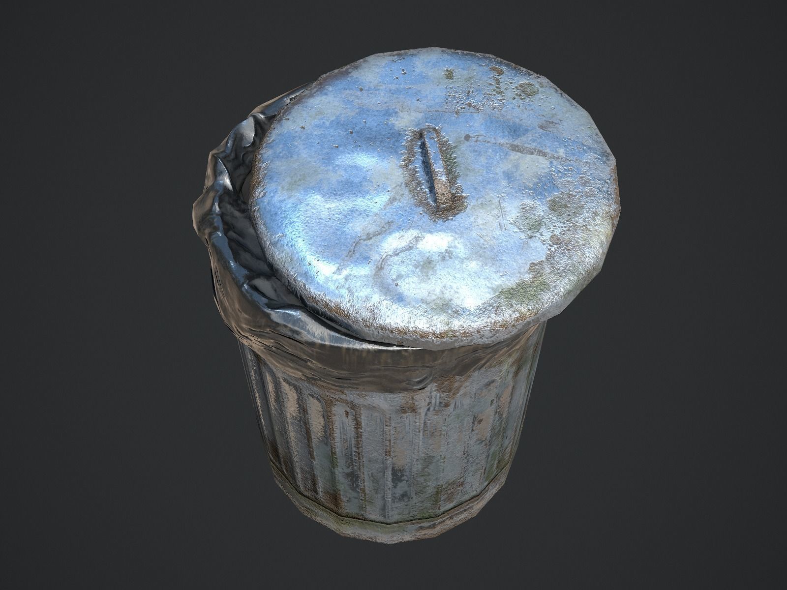 Trash Can for Games Low-poly 3D model_6