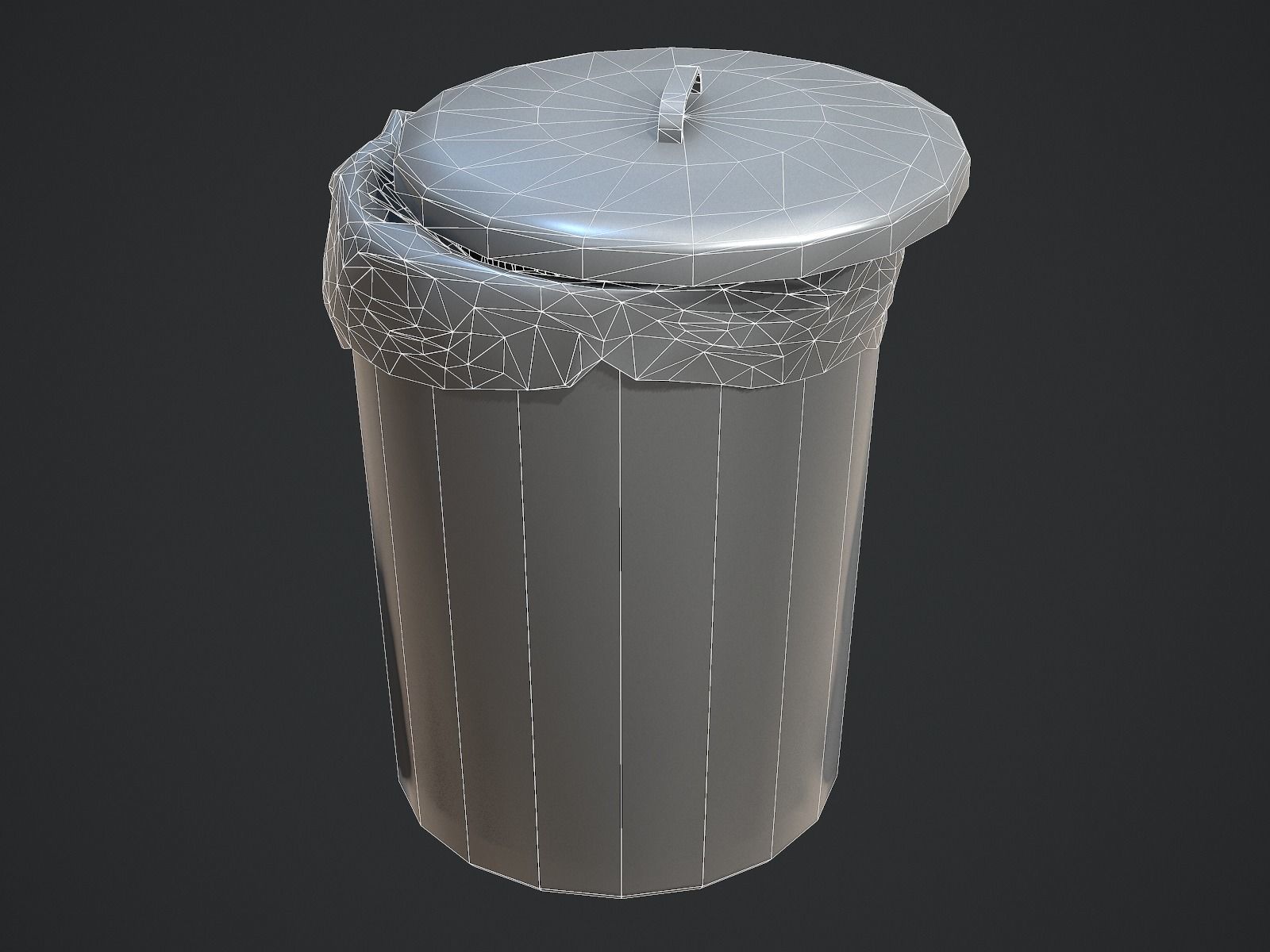 Trash Can for Games Low-poly 3D model_10