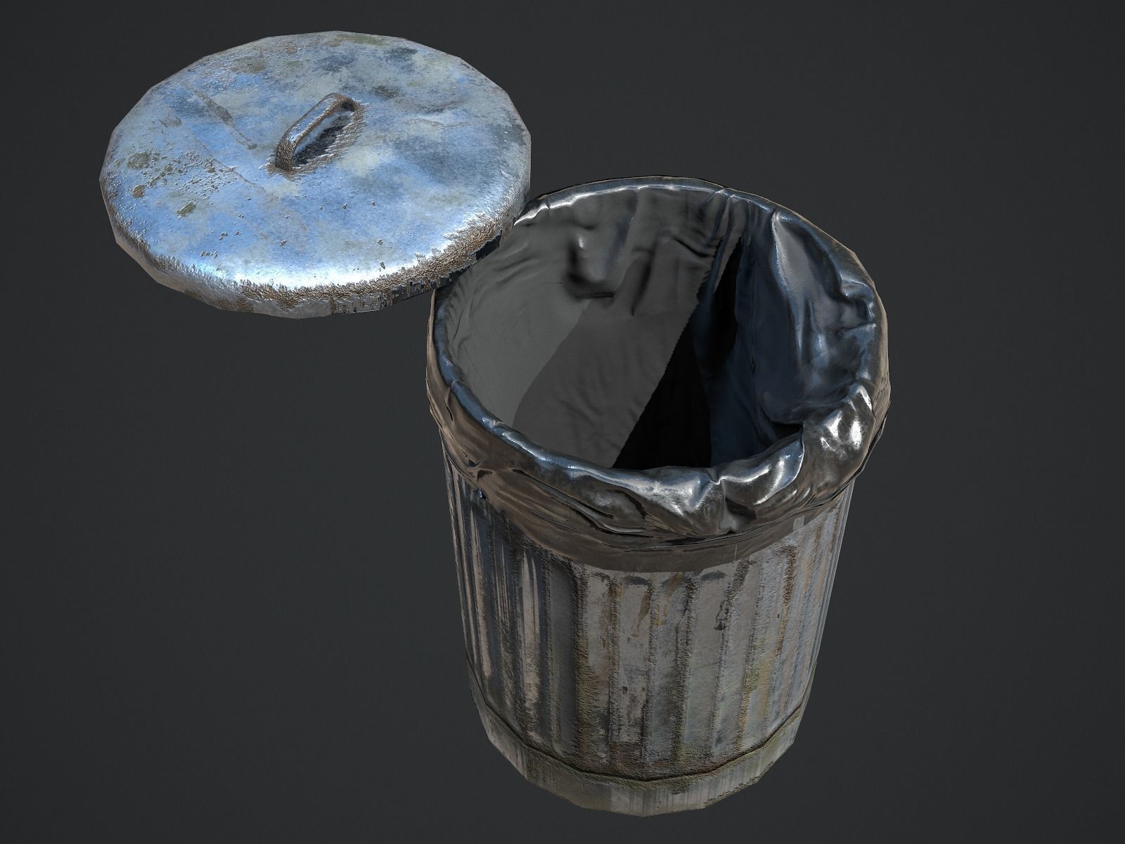 Trash Can for Games Low-poly 3D model_2