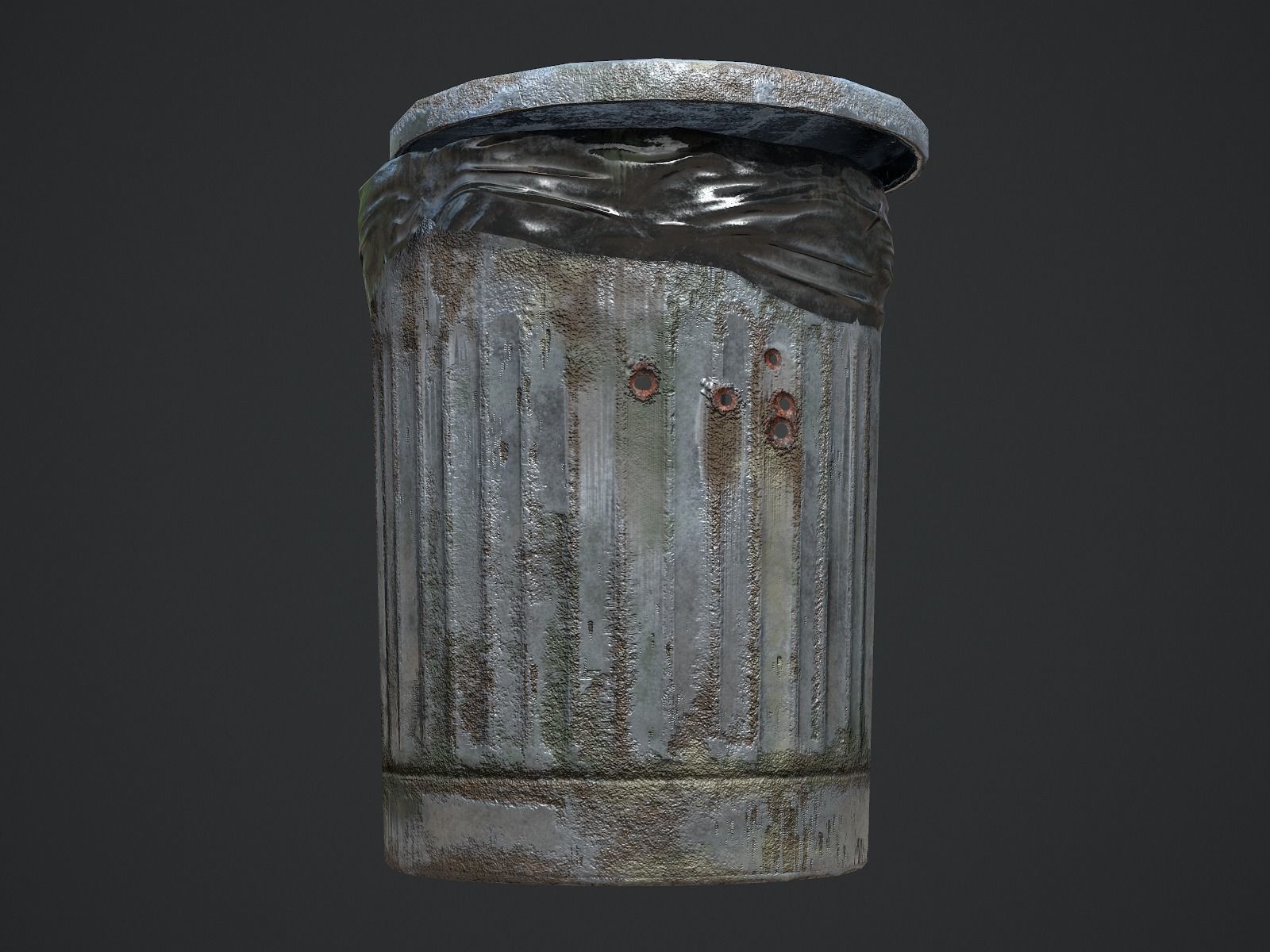 Trash Can for Games Low-poly 3D model_8