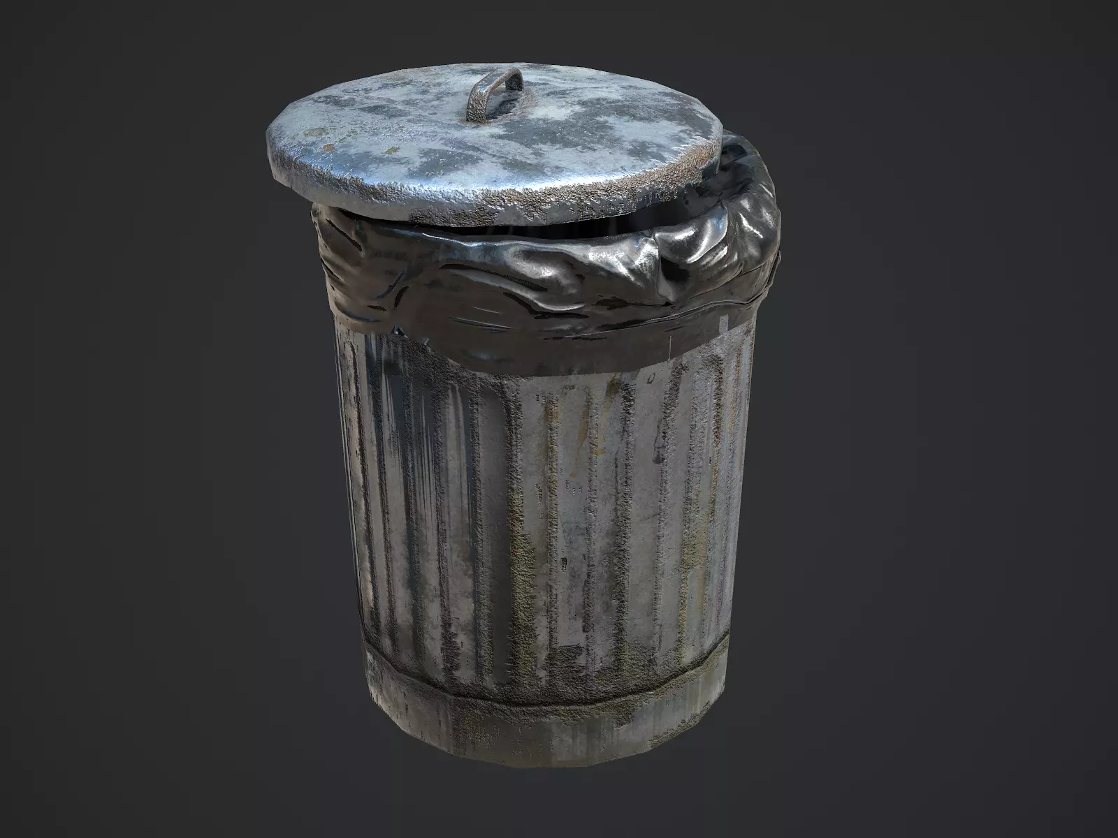 Trash Can for Games Low-poly 3D model_0