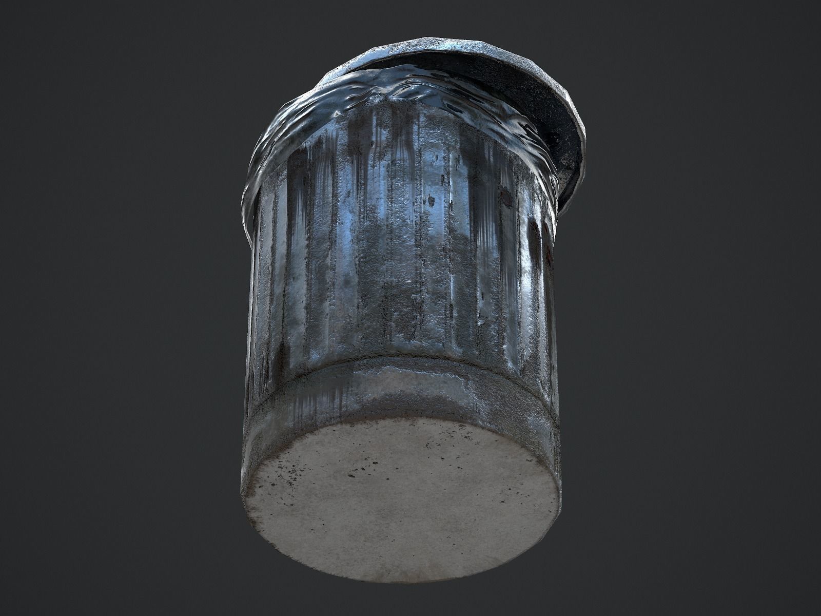 Trash Can for Games Low-poly 3D model_5