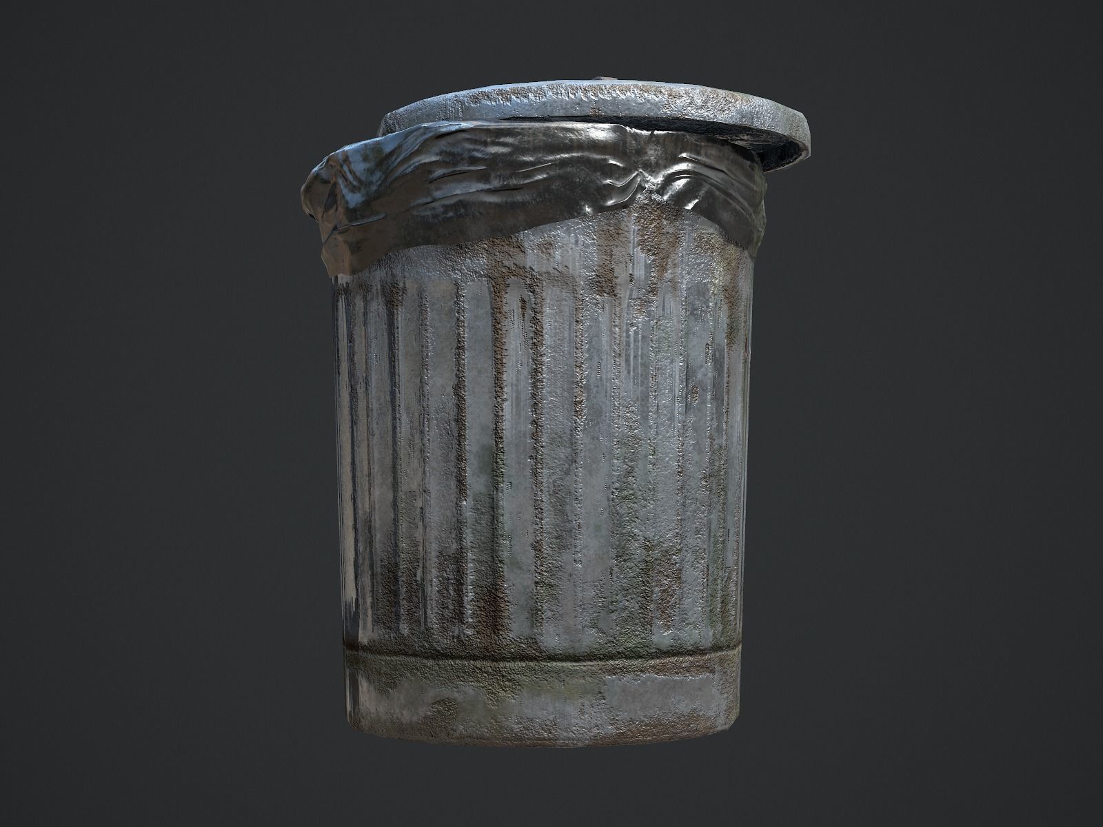 Trash Can for Games Low-poly 3D model_4