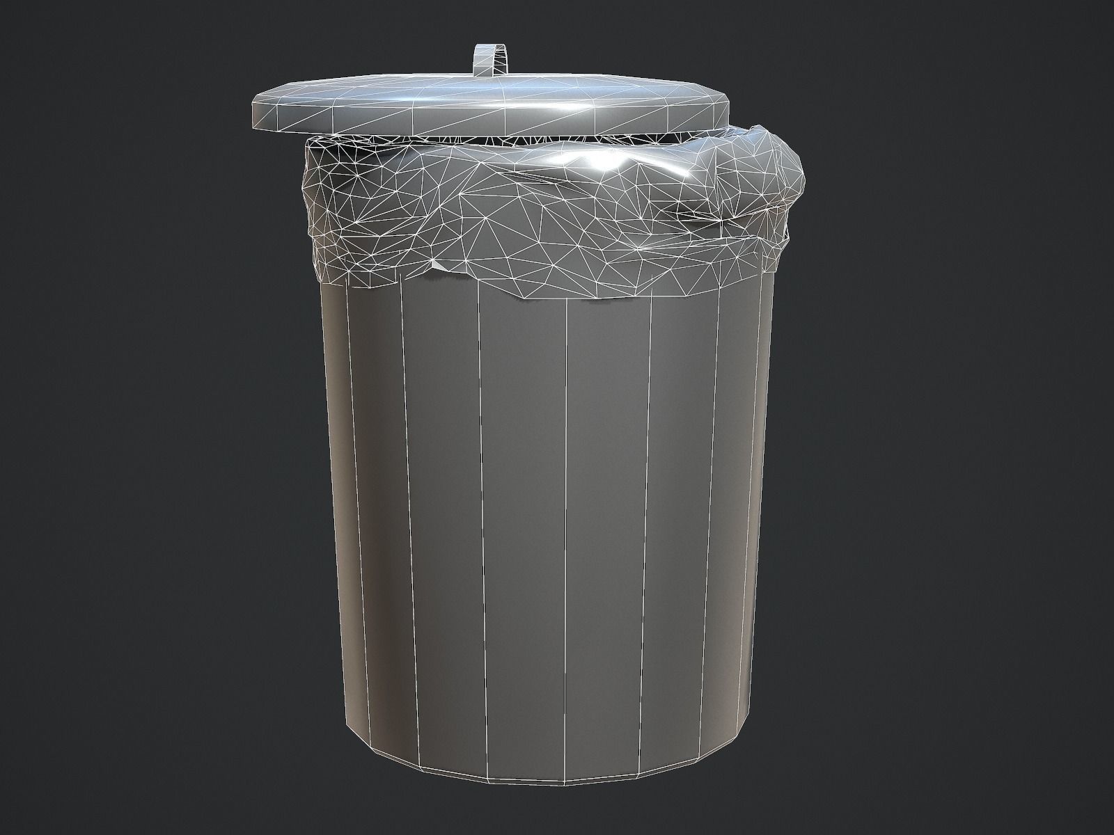 Trash Can for Games Low-poly 3D model_11