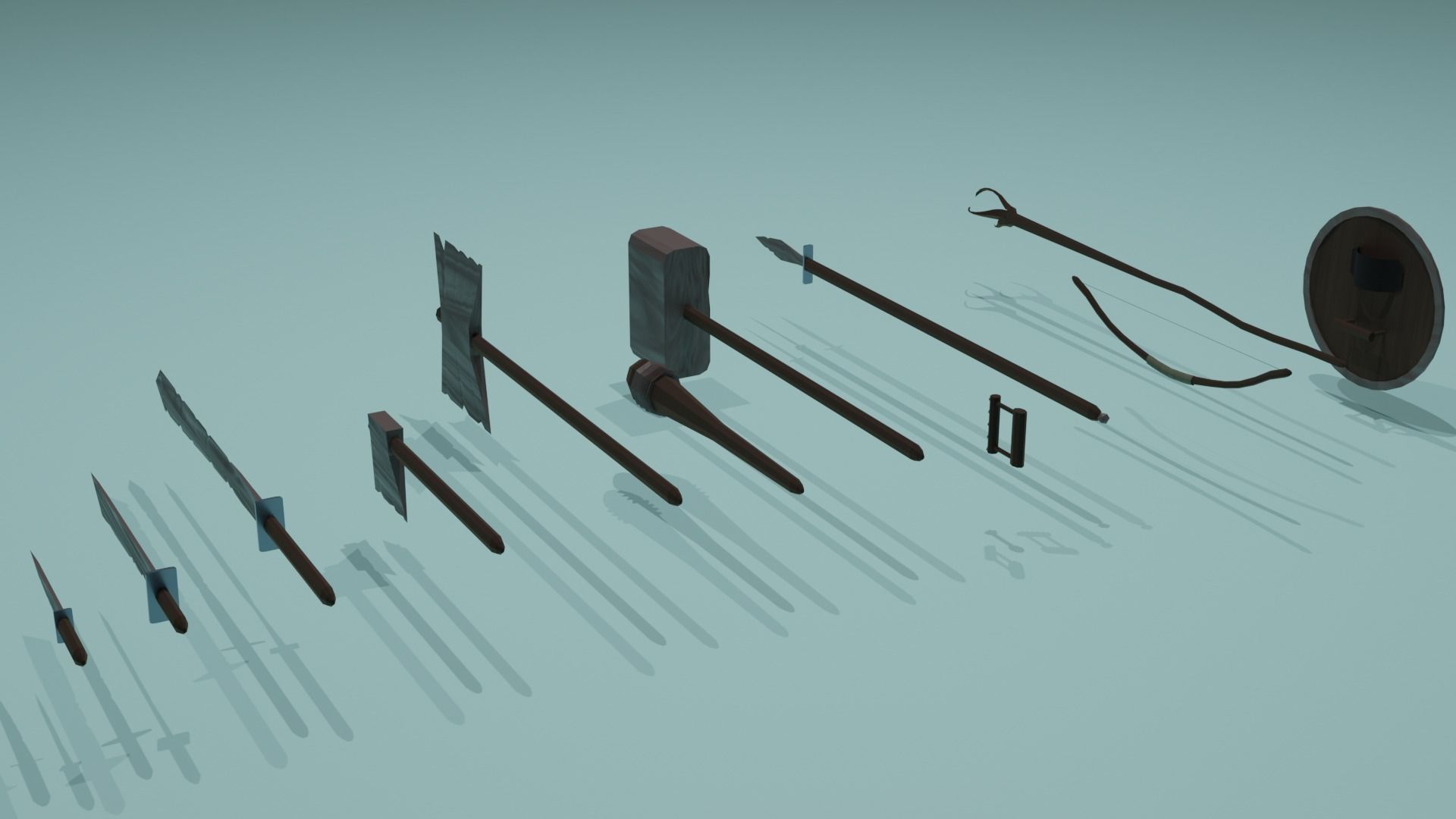 Low poly rusrty weapon pack Free low-poly 3D model_3