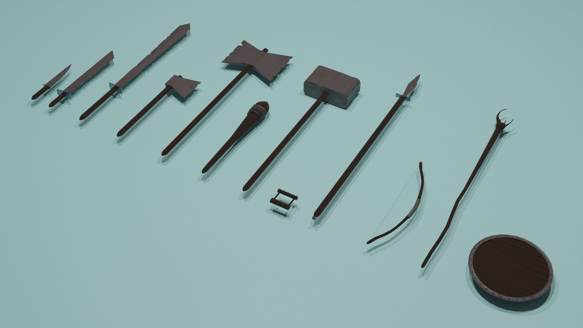 Low poly rusrty weapon pack Free low-poly 3D model_2
