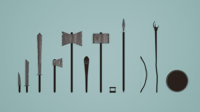 Low poly rusrty weapon pack Free low-poly 3D model