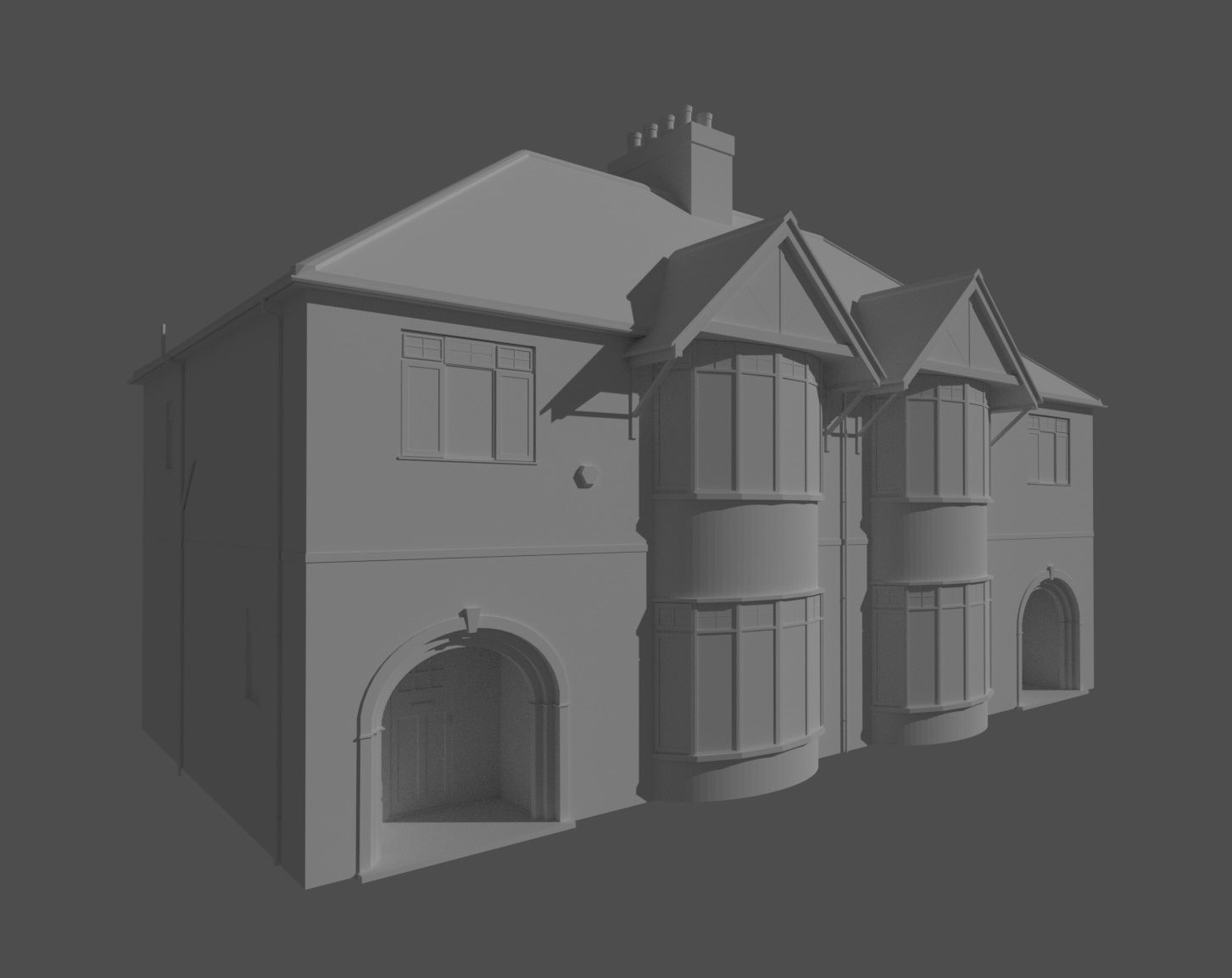 Semi detached UK house low poly Low-poly 3D model_4