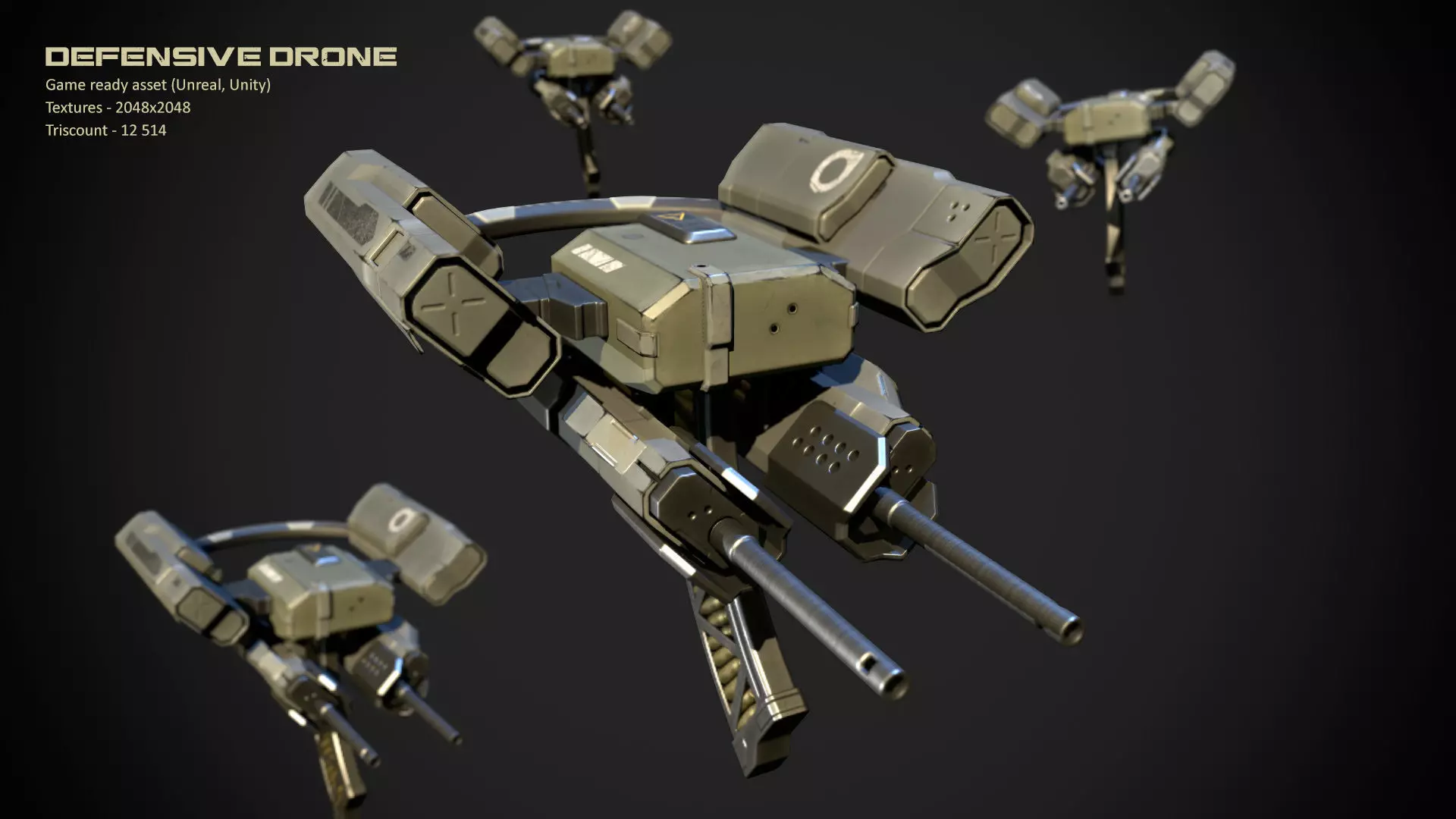 Defensive Drone Low-poly 3D model_0