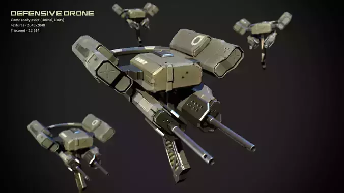 Defensive Drone Low-poly 3D model