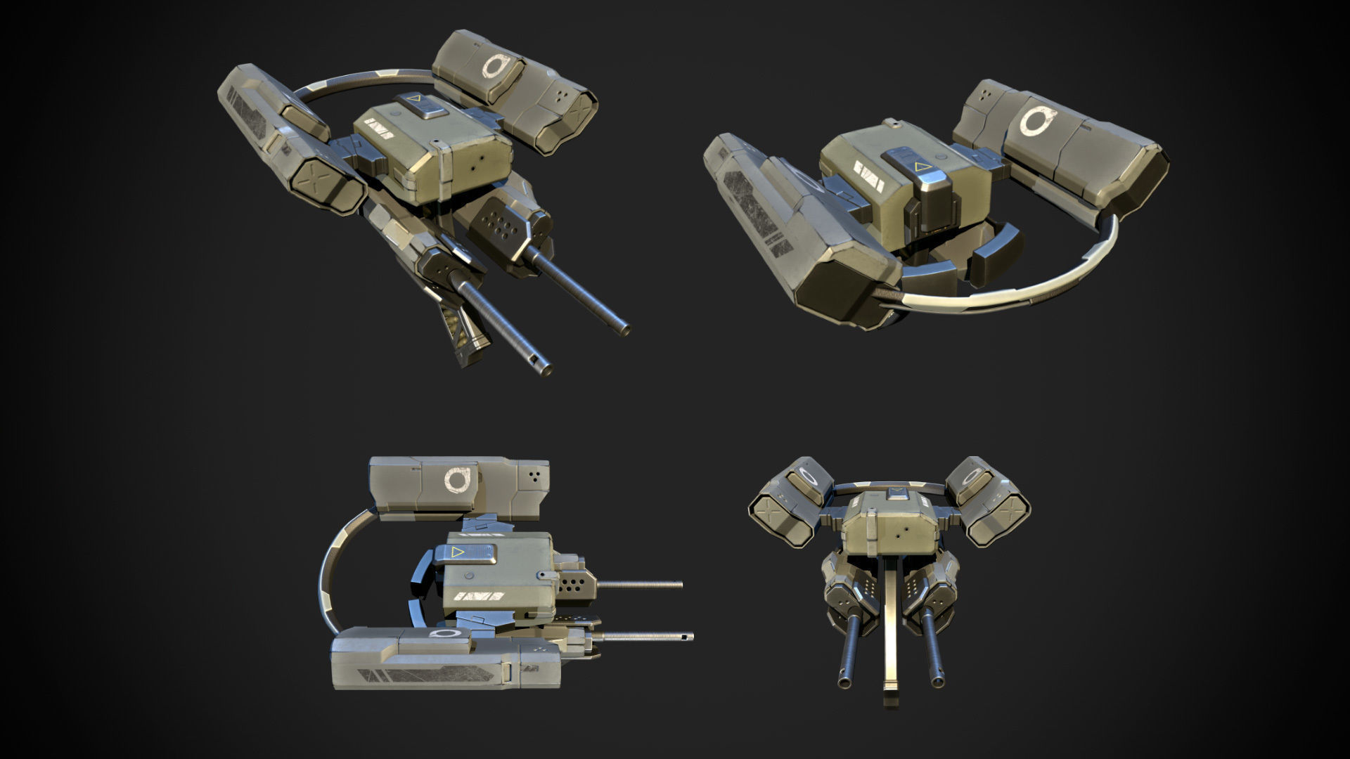 Defensive Drone Low-poly 3D model_3