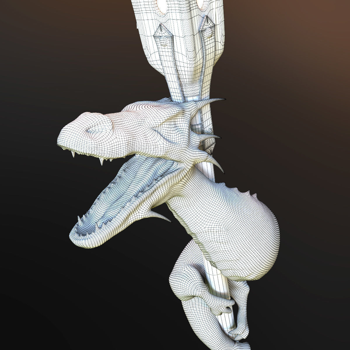 Dragon torch 3D model_1