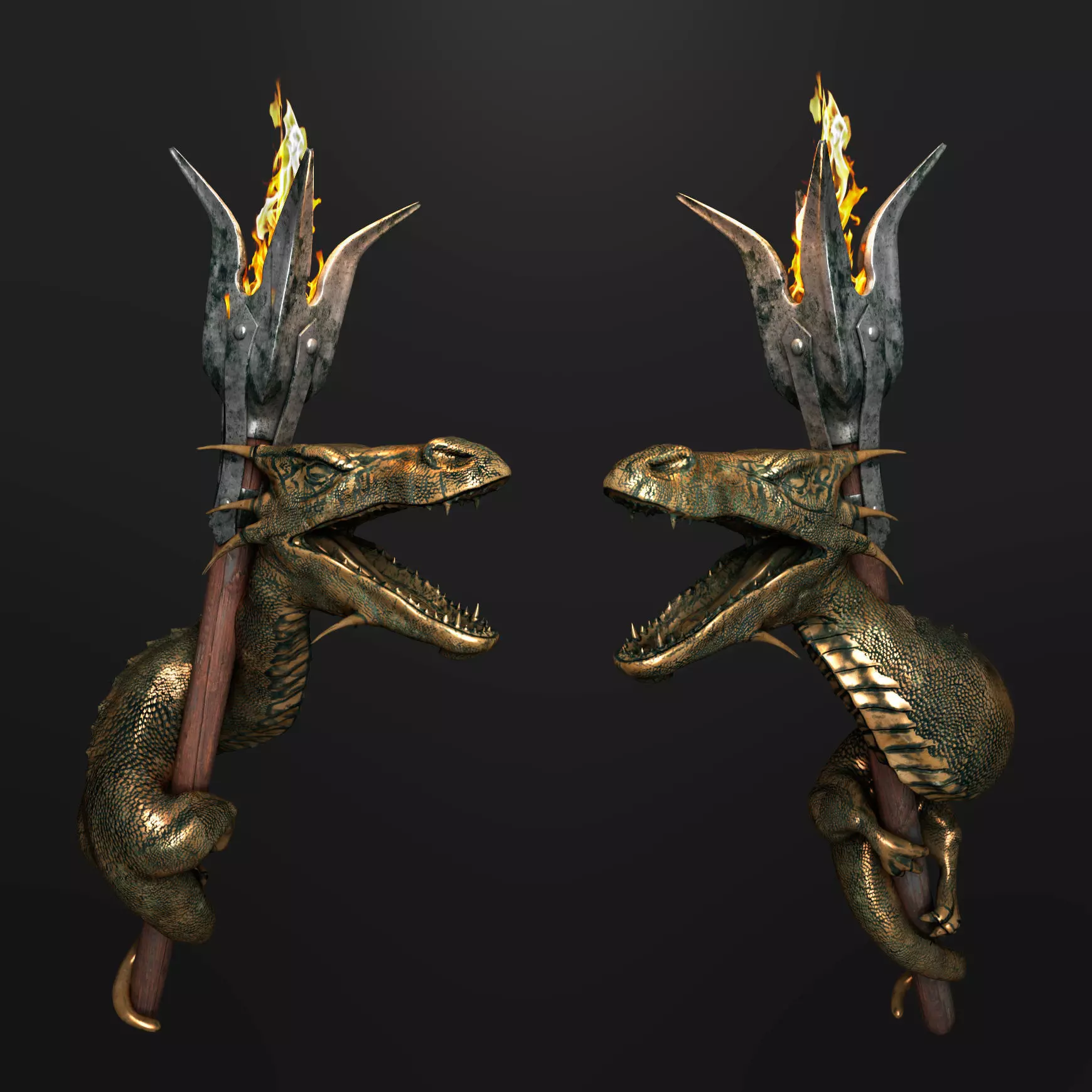 Dragon torch 3D model_0