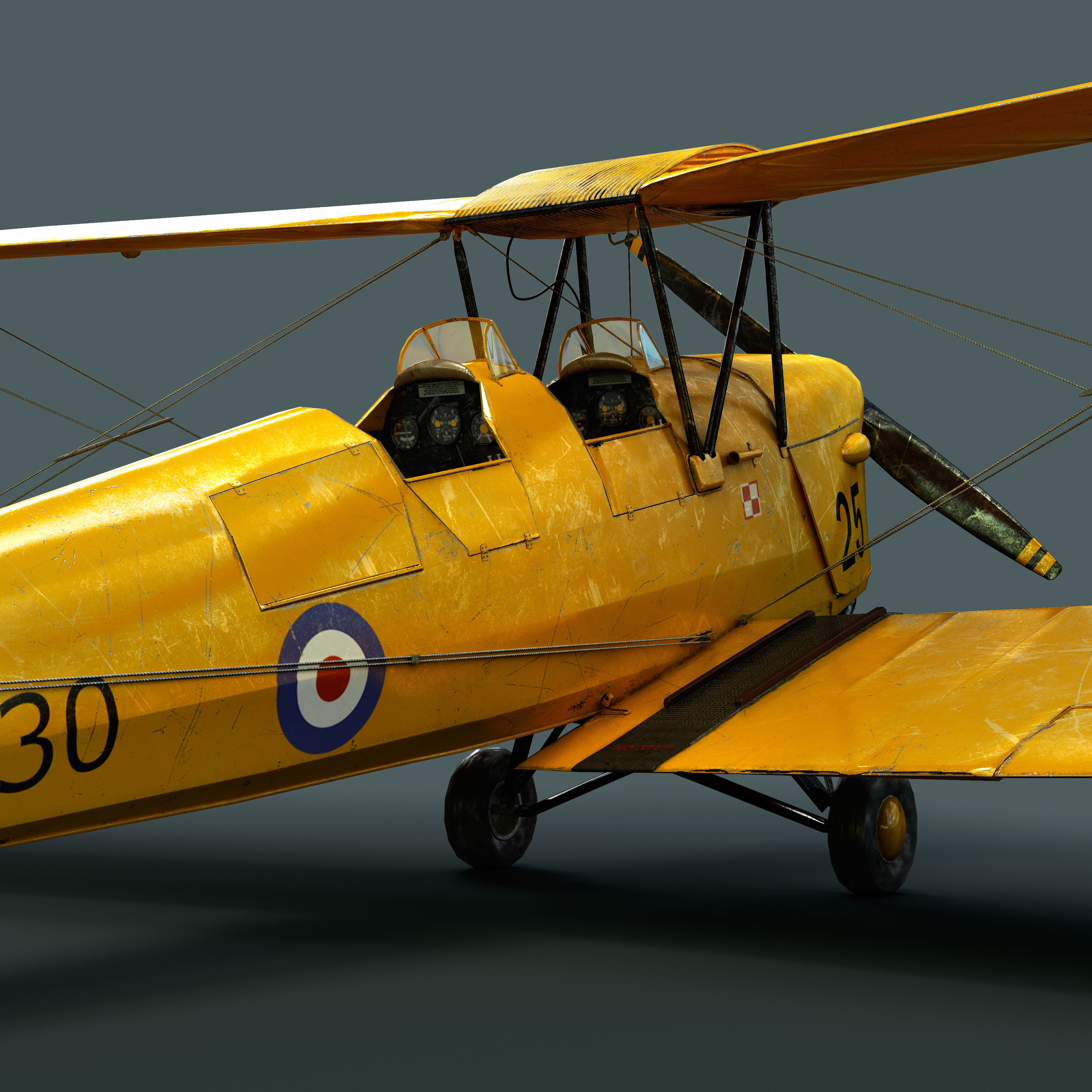 Plane 3D model wwii biplane 3D model_2