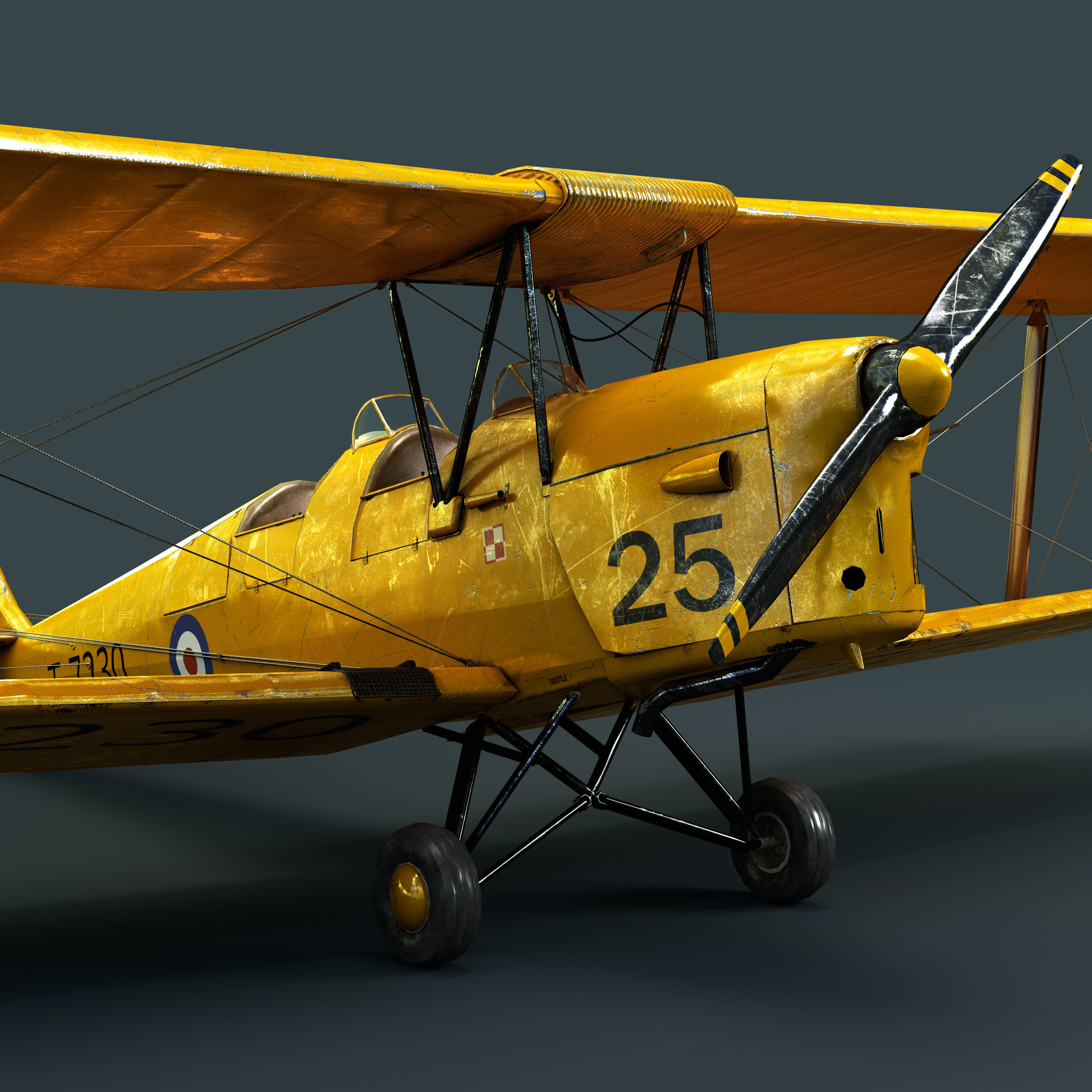 Plane 3D model wwii biplane 3D model_1