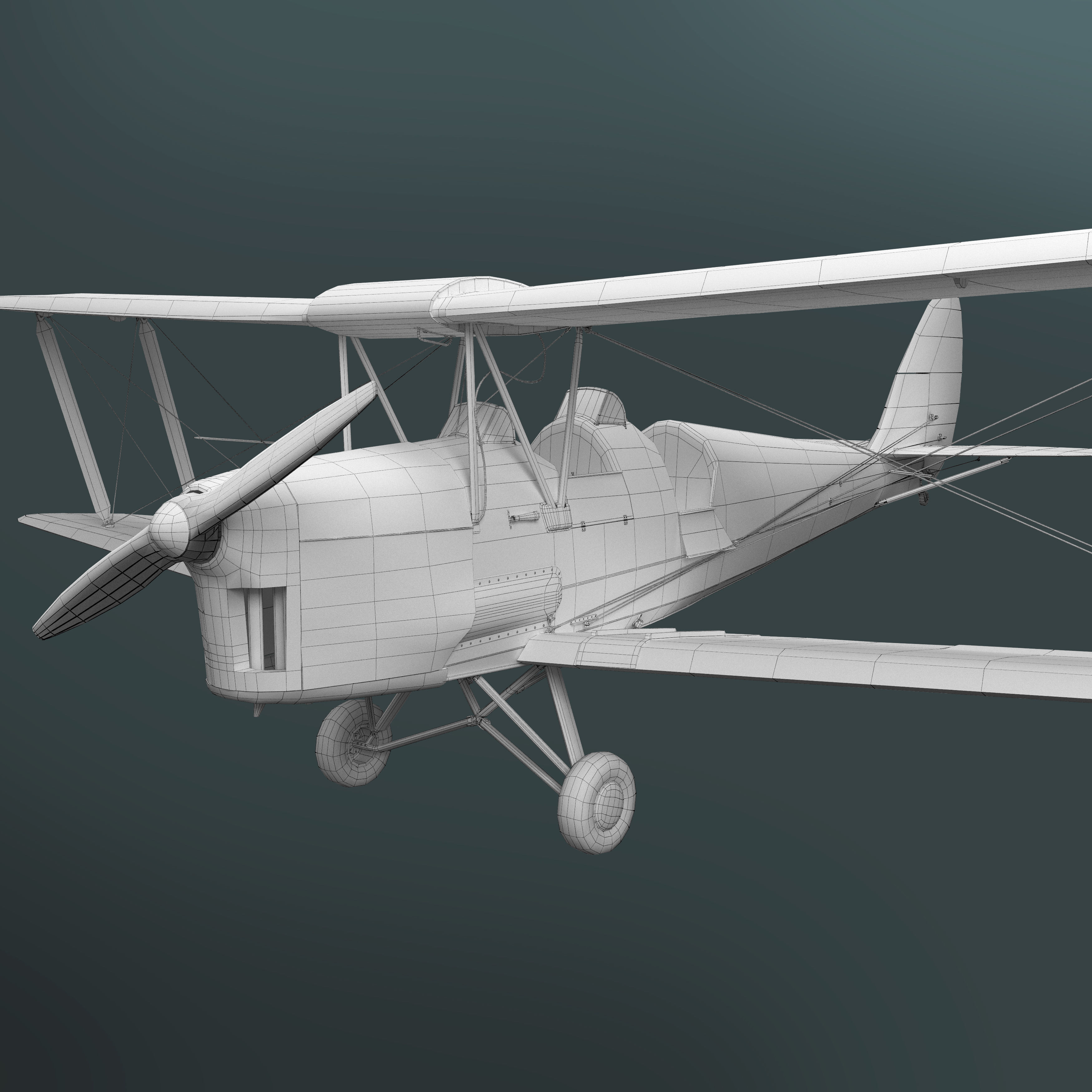 Plane 3D model wwii biplane 3D model_5