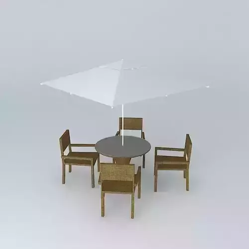 Table with chairs and ombrelone Free 3D model
