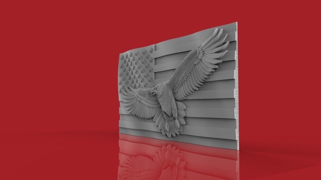 American Flag with Eagle 3D print model_3