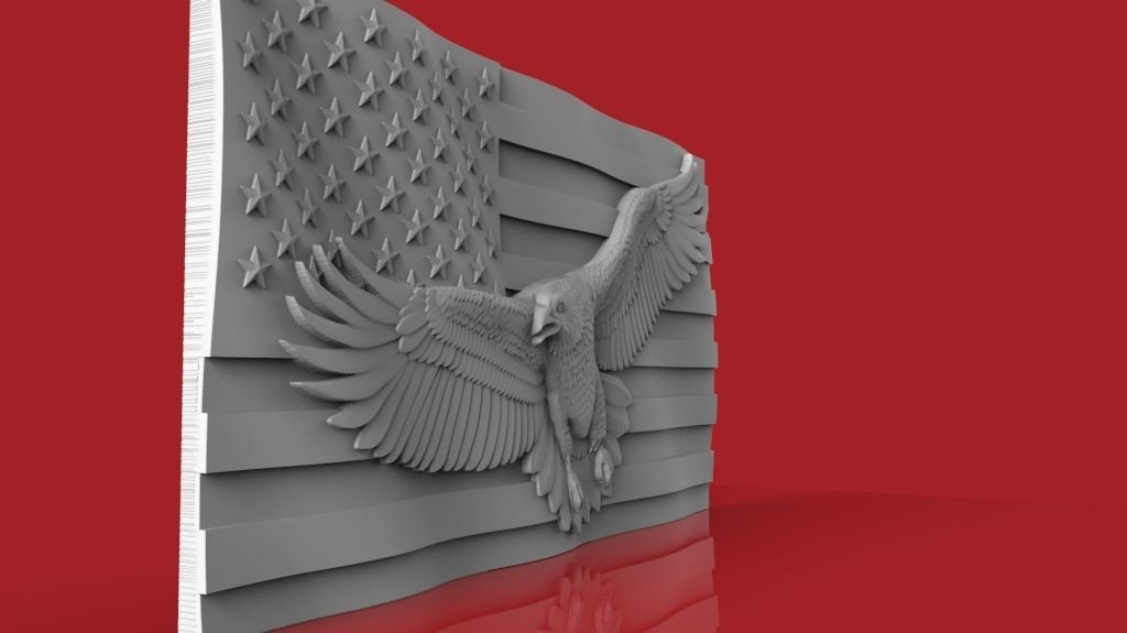 American Flag with Eagle 3D print model_5