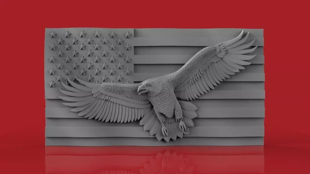 American Flag with Eagle 3D print model_0