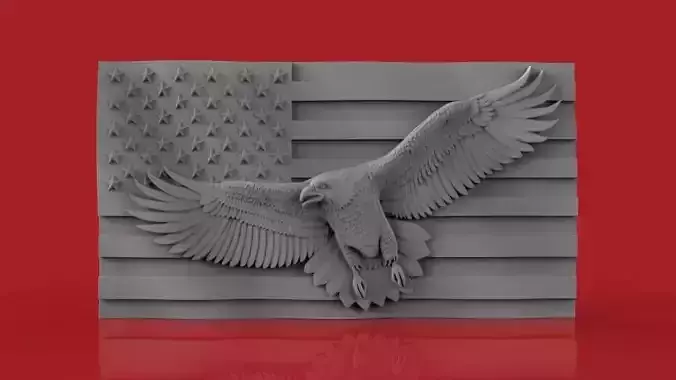 American Flag with Eagle 3D print model