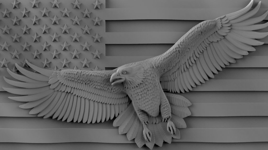 American Flag with Eagle 3D print model_1