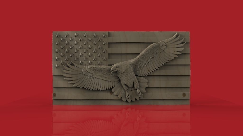 American Flag with Eagle 3D print model_2