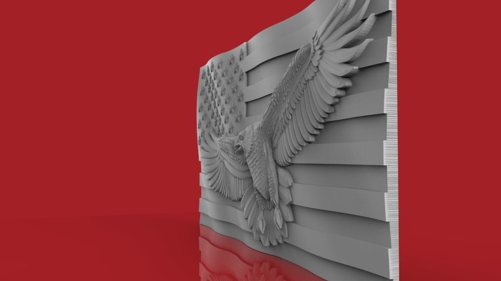 American Flag with Eagle 3D print model_4