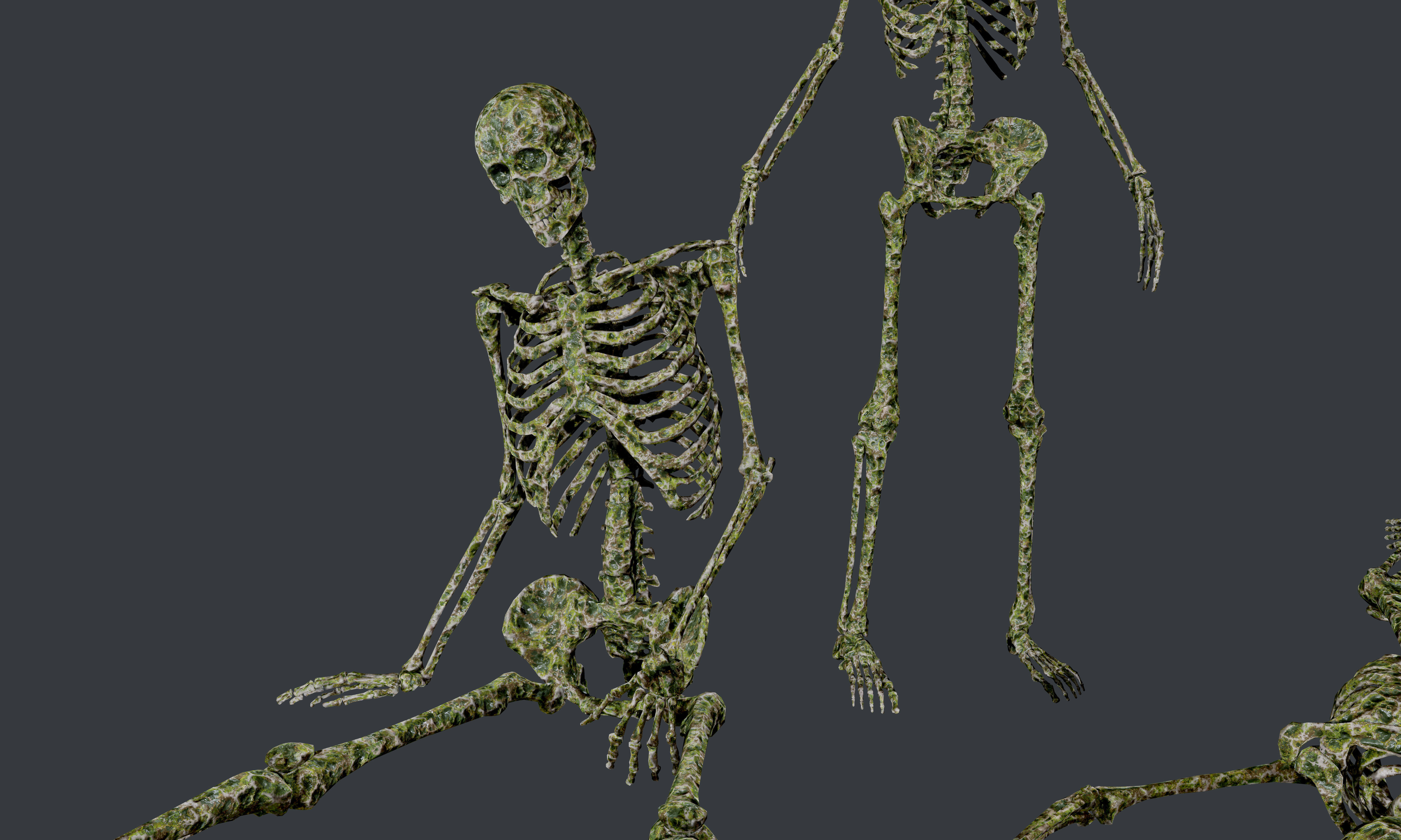 10 Skeletons Old and Mossy Game Ready Low-poly 3D model_18