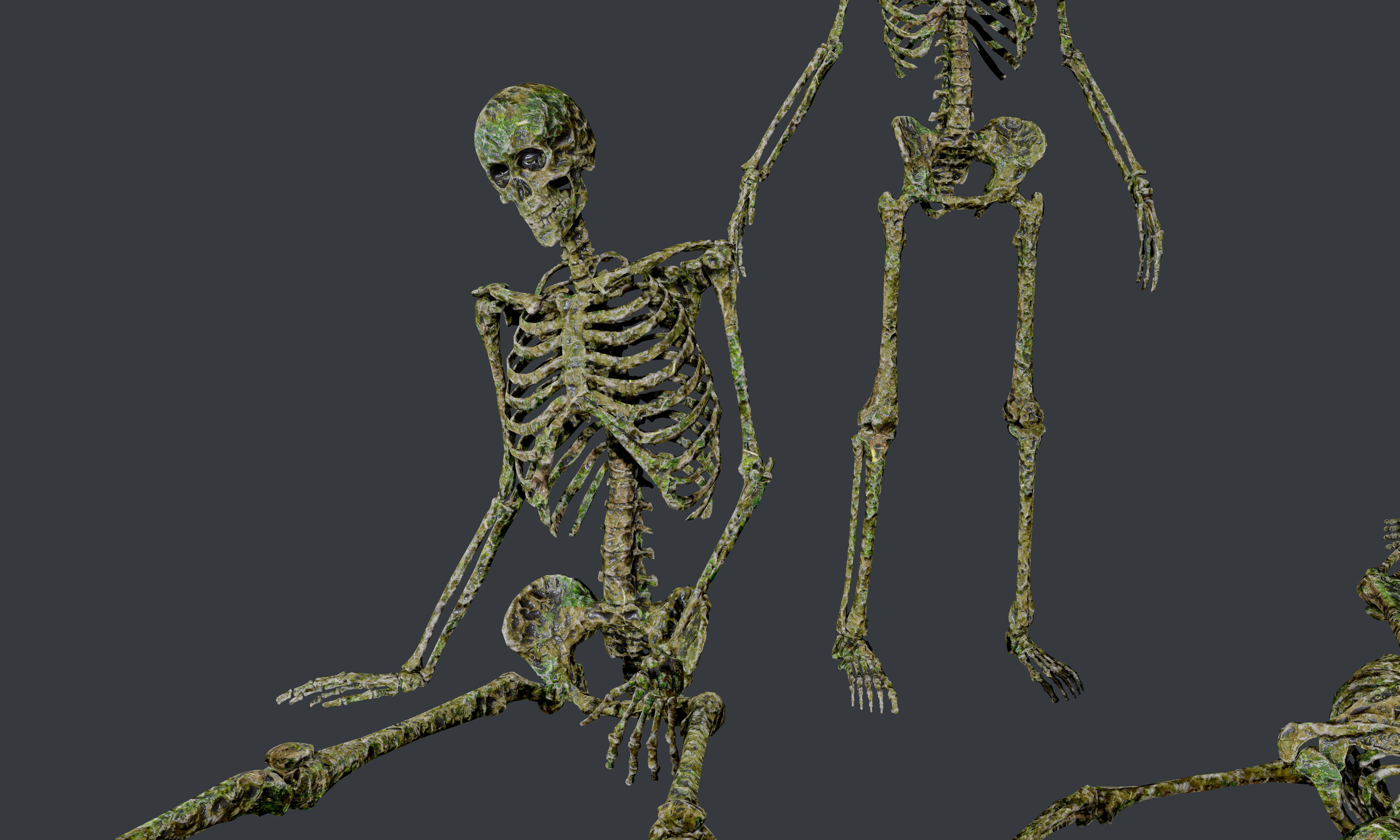 10 Skeletons Old and Mossy Game Ready Low-poly 3D model_10