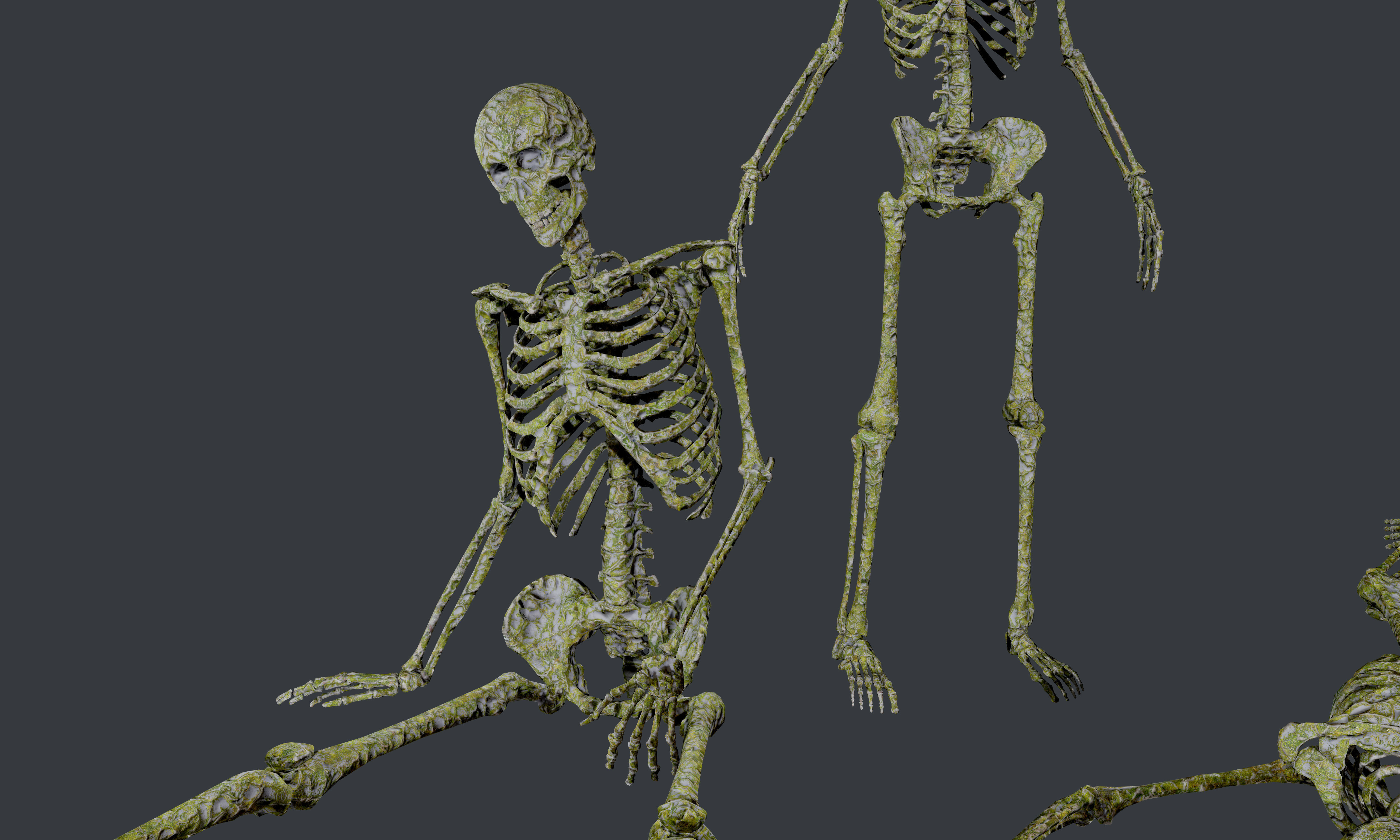 10 Skeletons Old and Mossy Game Ready Low-poly 3D model_4