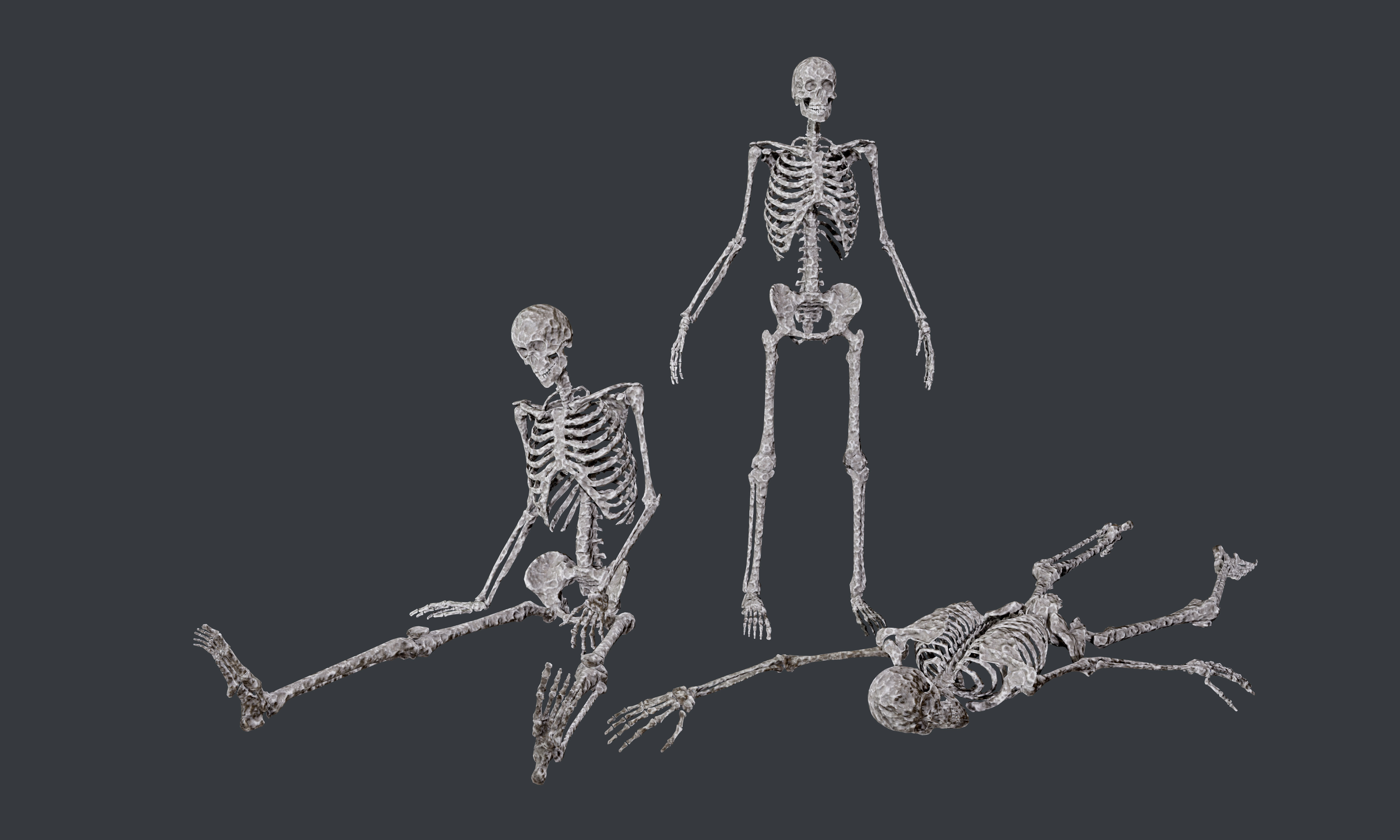 10 Skeletons Old and Mossy Game Ready Low-poly 3D model_5