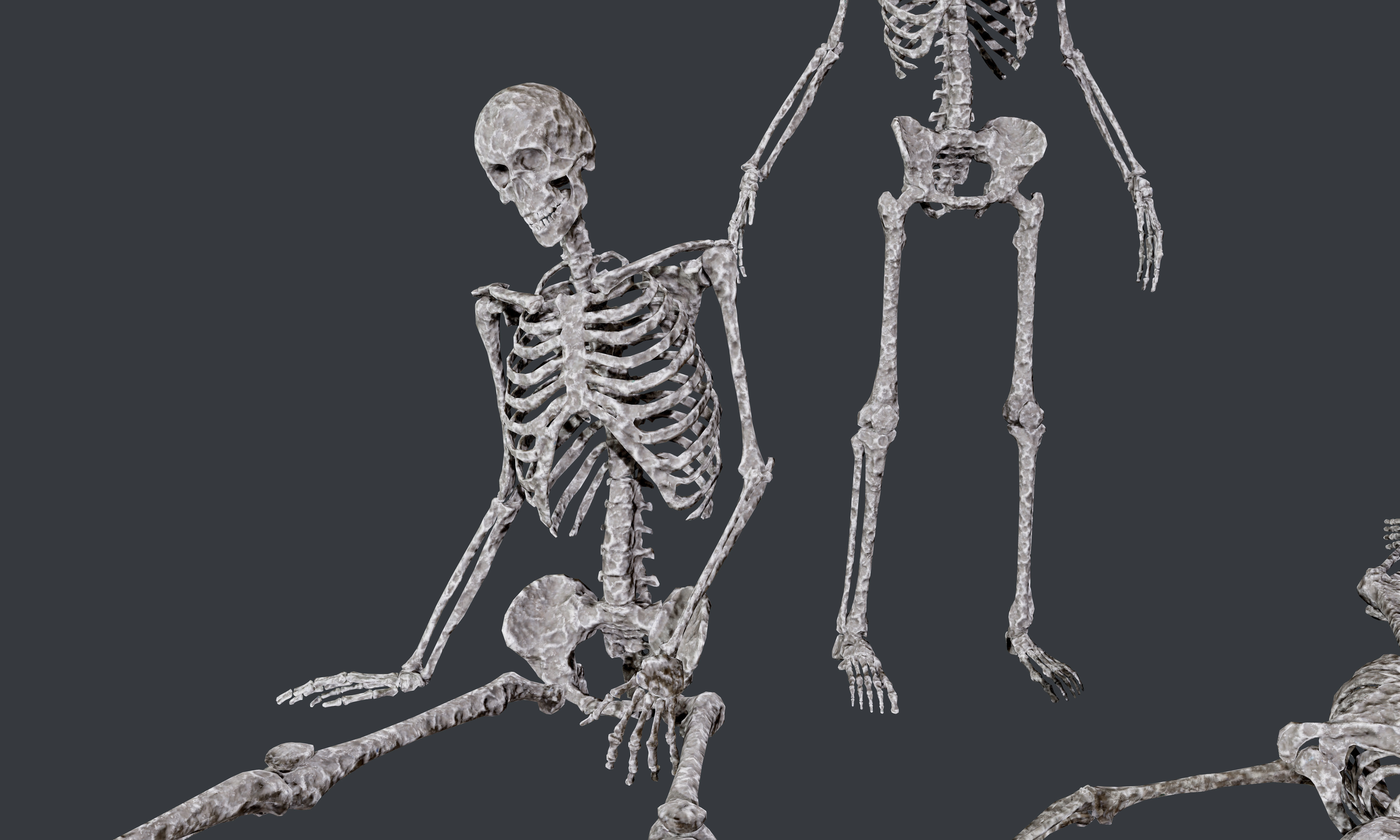 10 Skeletons Old and Mossy Game Ready Low-poly 3D model_2