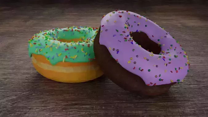 Tasty donuts Low-poly 3D model