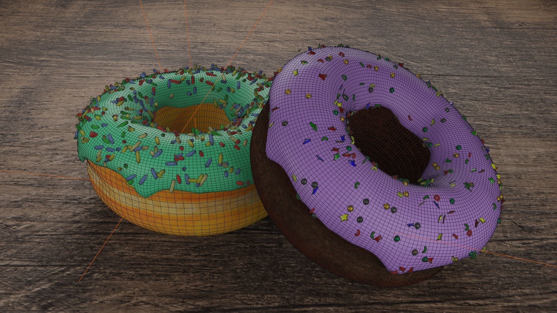 Tasty donuts Low-poly 3D model_2