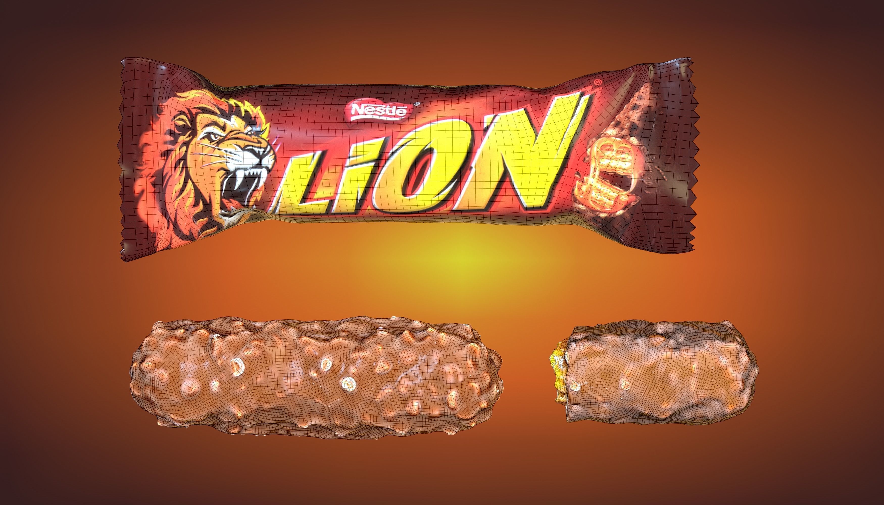 Lion chocolate bar photoscan Low-poly 3D model_13
