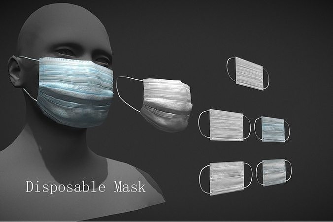 Disposable medical mask Low-poly 3D model