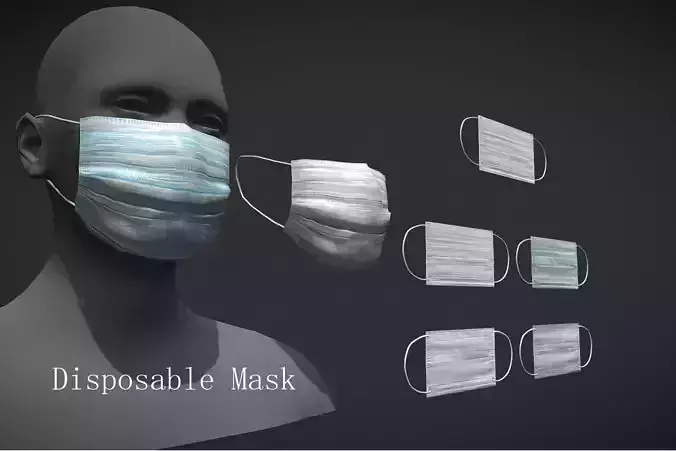 Disposable medical mask Low-poly 3D model