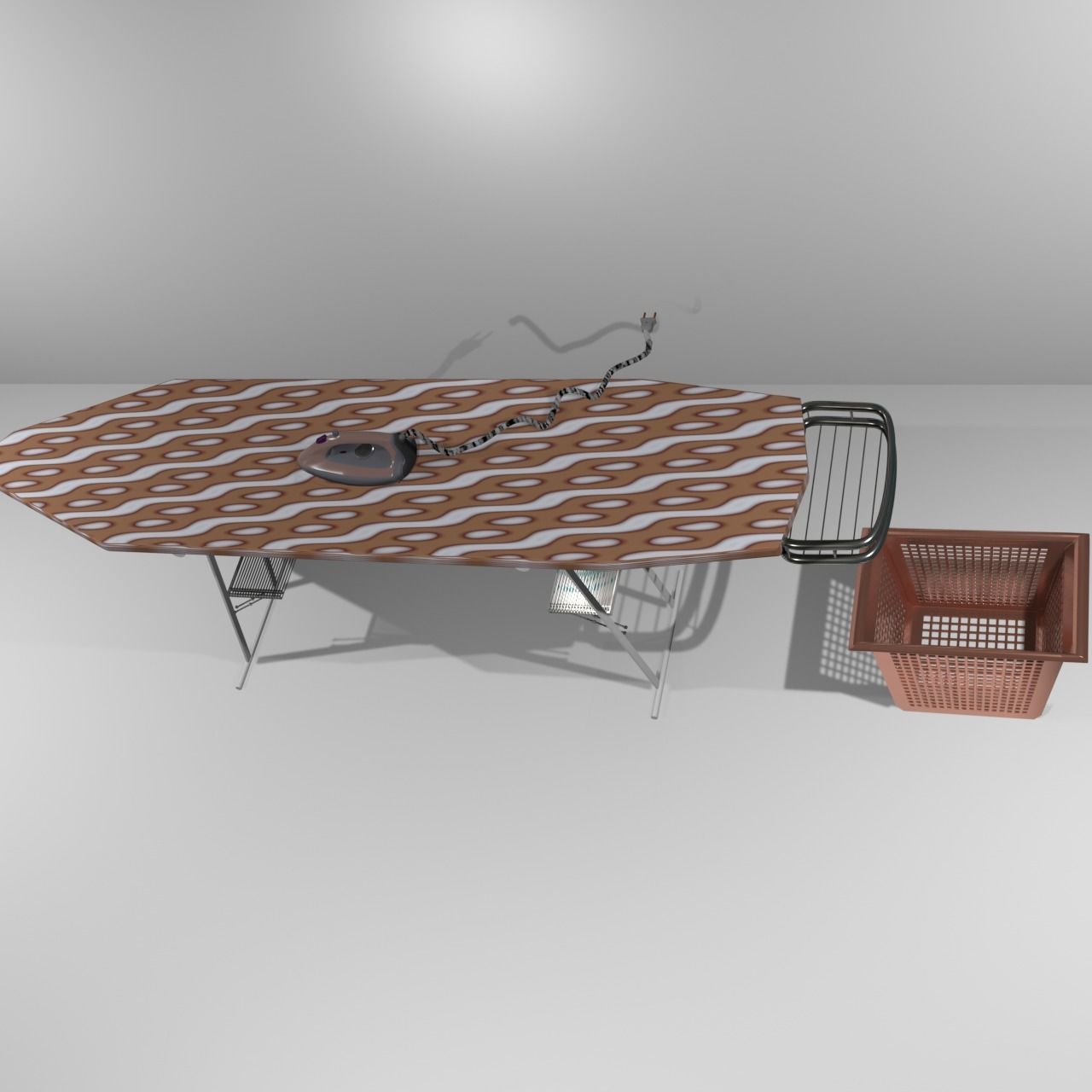 Ironing board Low-poly 3D model_1