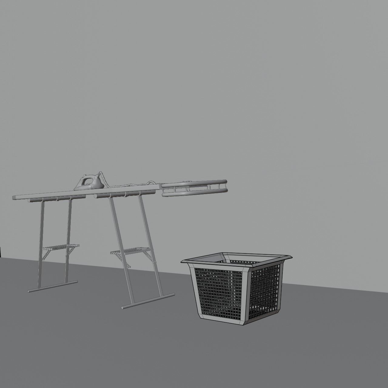 Ironing board Low-poly 3D model_4