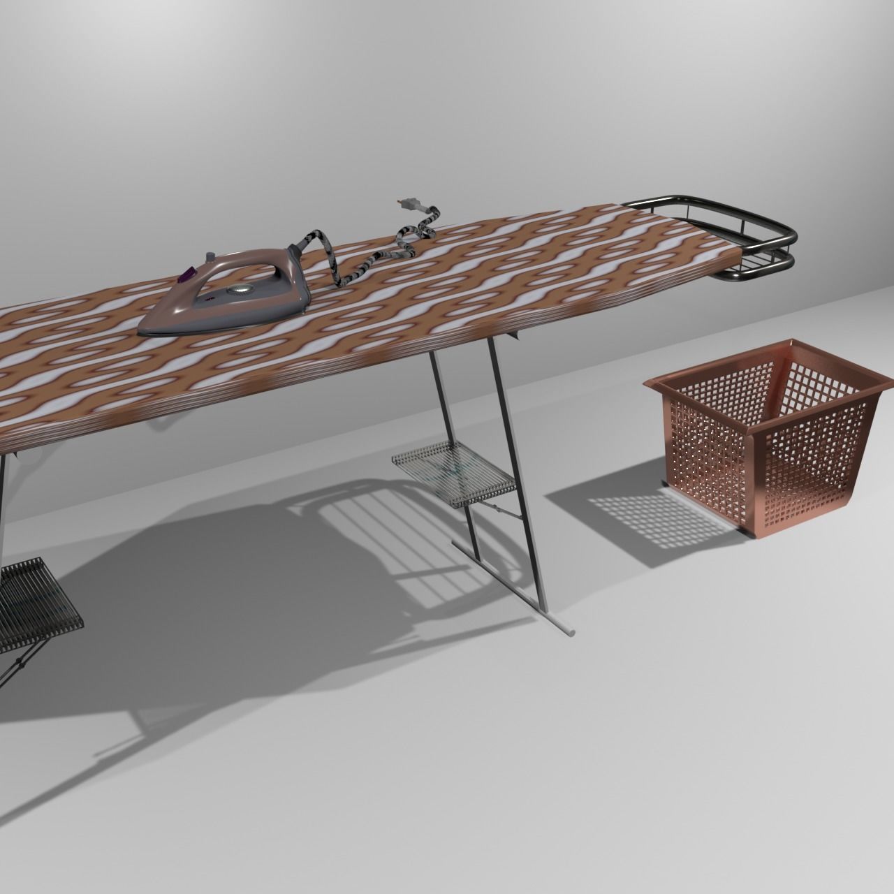 Ironing board Low-poly 3D model_16