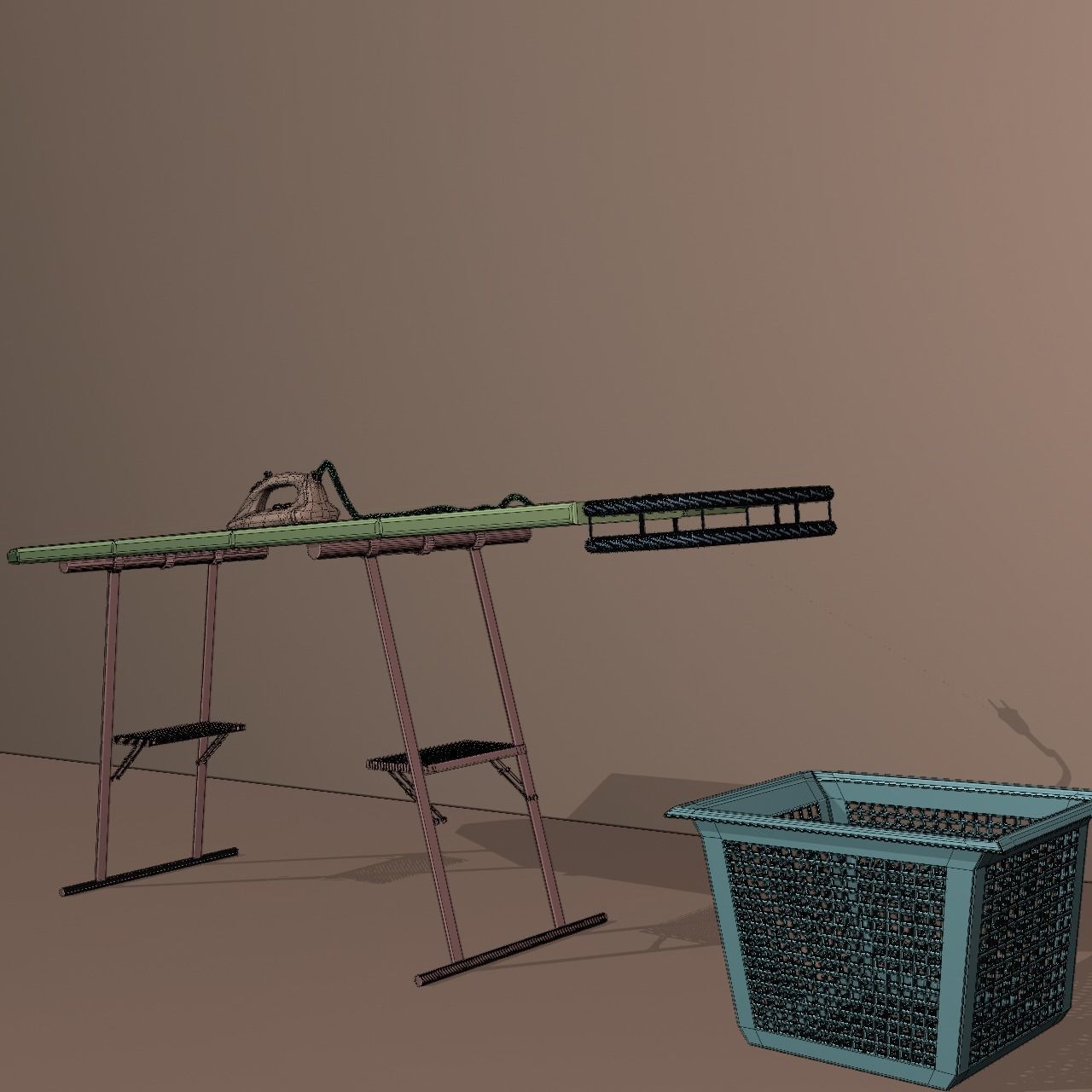 Ironing board Low-poly 3D model_8