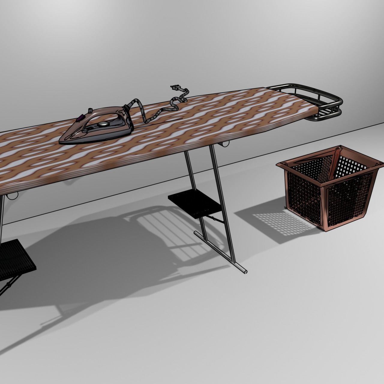 Ironing board Low-poly 3D model_17