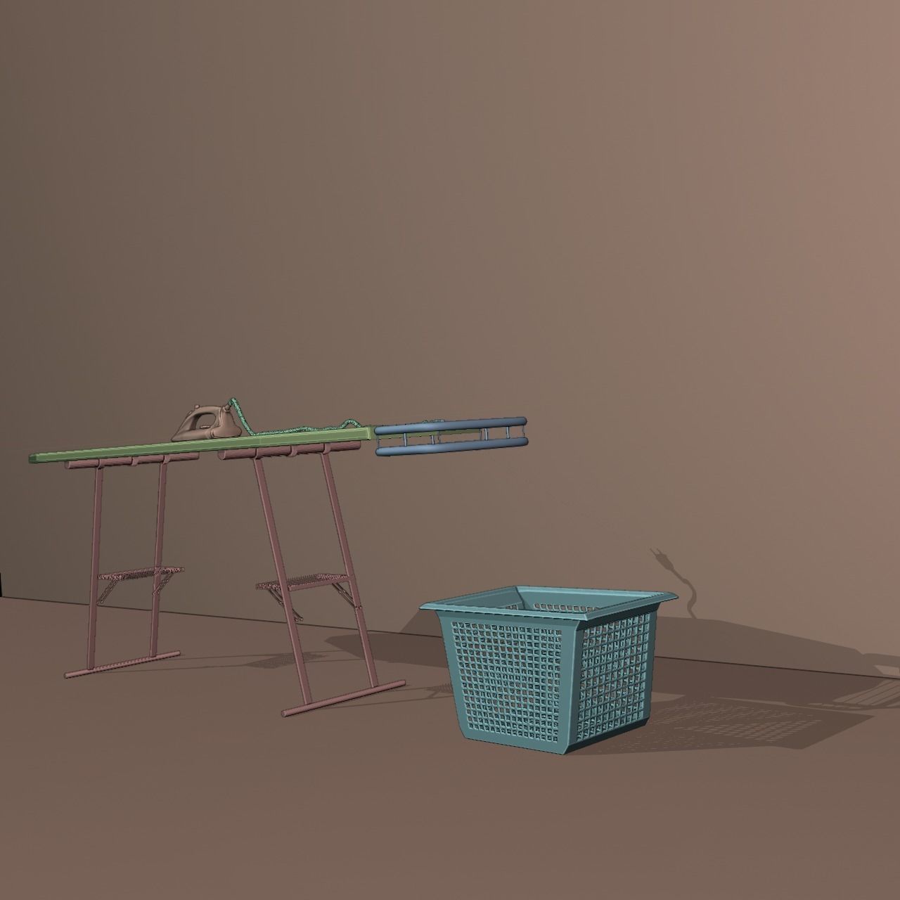 Ironing board Low-poly 3D model_7