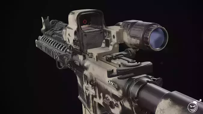 Daniel Defense MK18 Painted Low-poly 3D model